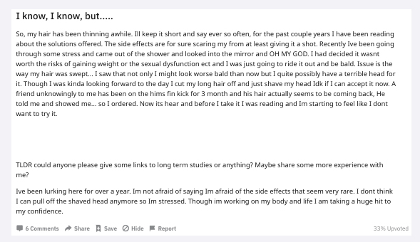 reddit hair loss post erectile dysfunction