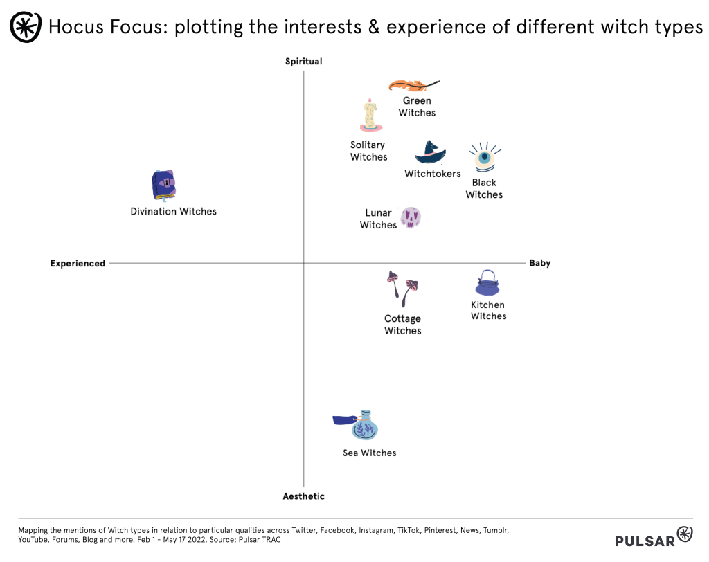 Hocus Focus: Plotting the interests & experience of different witch types