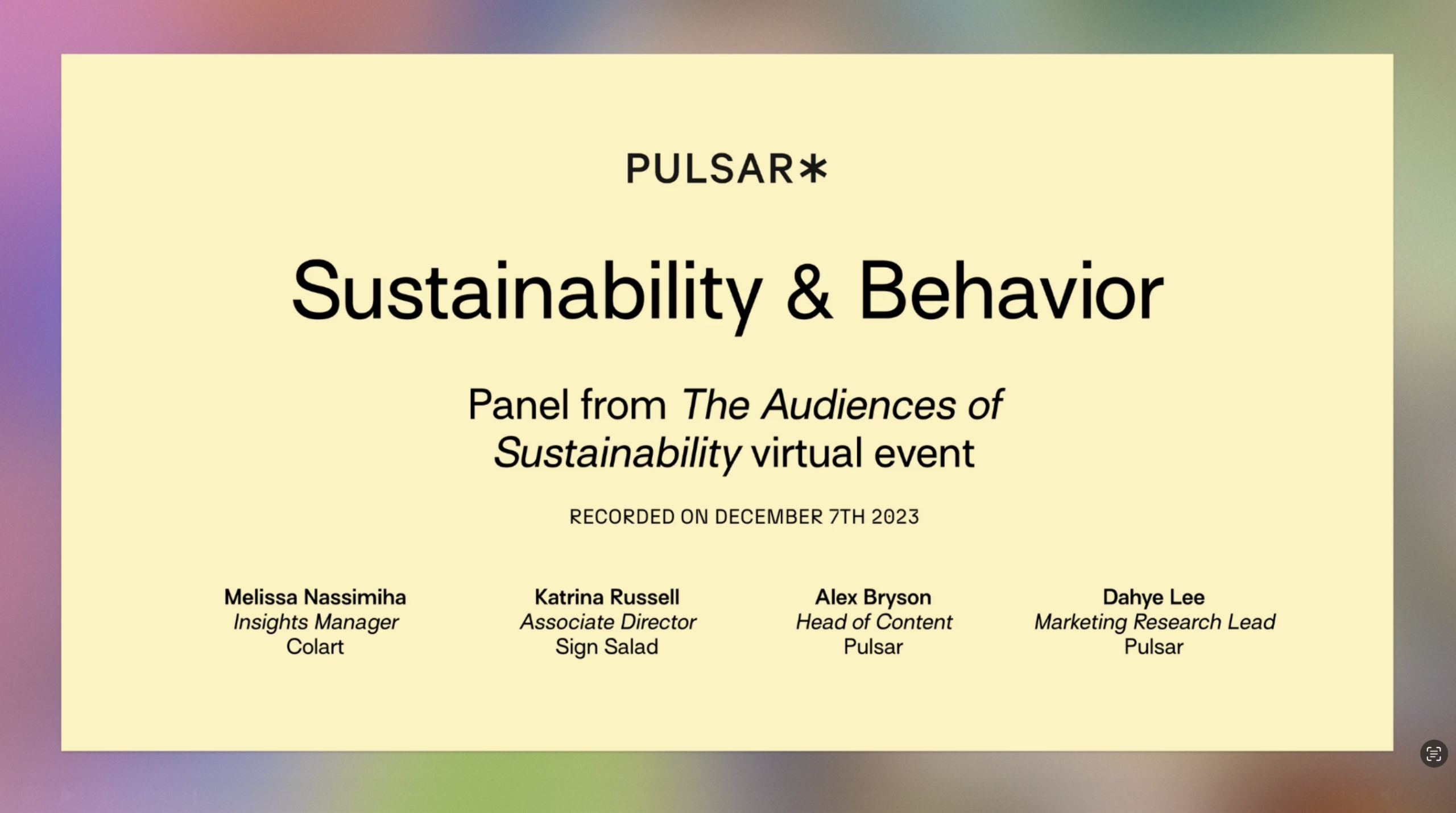 Sustainability & Behaviour card