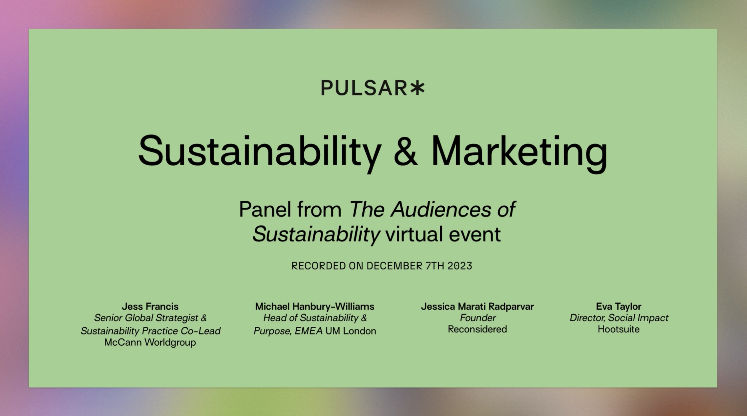 Sustainability & Marketing card