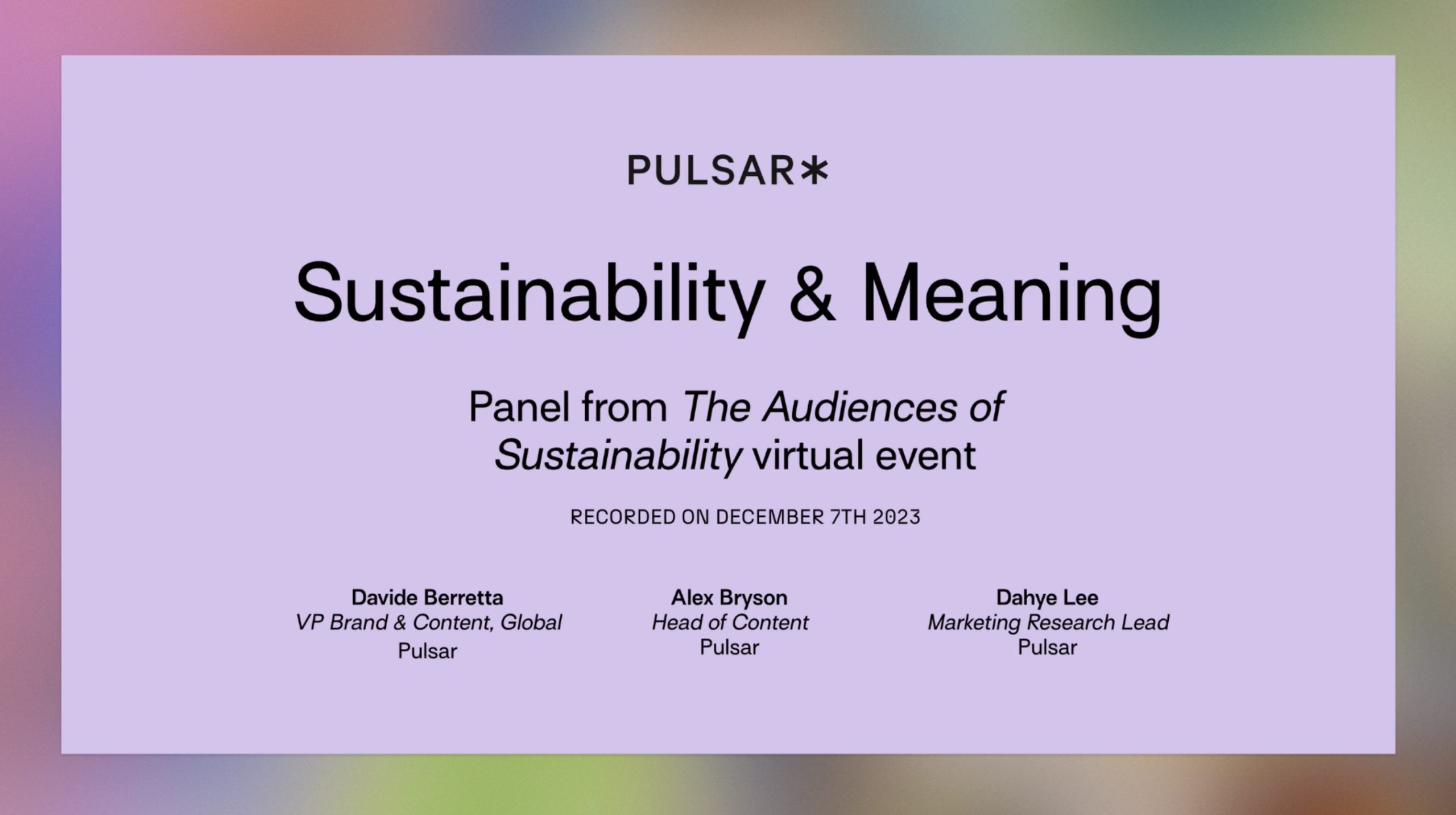 Sustainability & Meaning card