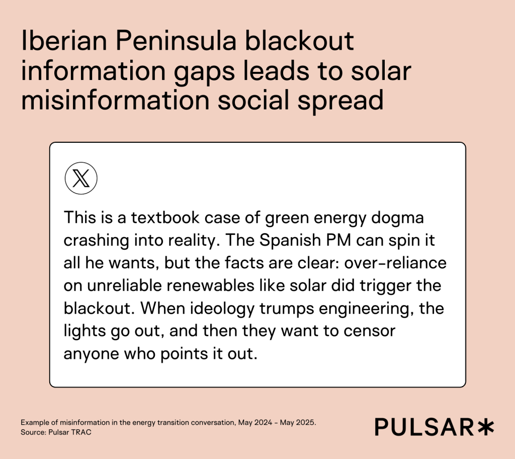 Iberian Peninsula blackout information gaps leads to solar misinformation social spread
